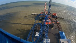 This Roller Coaster Is Over WATER 4K POV | Iron Shark - Galveston Pleasure Pier Texas [No Copyright]
