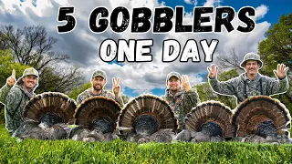 BEST DAY of TURKEY HUNTING EVER??? - (5 GOBBLERS in 12 HOURS!!!)