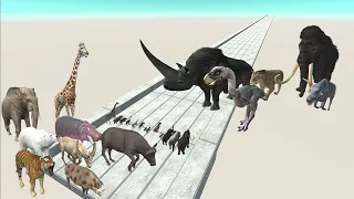 Animal vs. Prehistoric mammals speed race. Long straight course! | Animal Revolt Battle Simulator