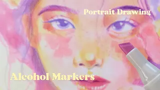 Drawing with Pastel-Colored Alcohol Markers / Portrait Drawing Process