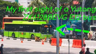 My first sight of a Yutong ZK6128BEVG E12 bus