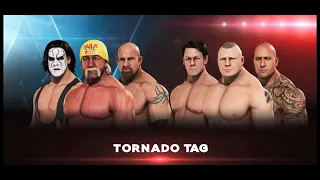 WWE 2K20 - HOLLYWOOD HULK HOGAN, STING, & GOLDBERG VS BROCK LESNAR, JOHN CENA , & THE ROCK