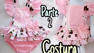 Passo a passo ⭐️ COSTURA BODY JARDINEIRA INFANTIL COM SAIA DE DOIS BABADOS #costurainfantil