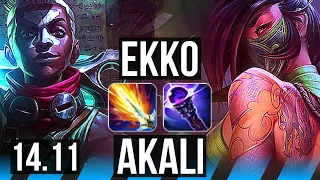 EKKO vs AKALI (MID) | Quadra, 1100+ games | BR Master | 14.11