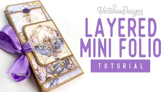 Layered Mini Folio Tutorial | Purple & Gold Crafting Printables Kit | Free Measurements Sheet