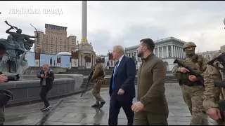 Зеленский и Борис Джонсон прошлись центром Киева [09.04.2022, Крещатик, Майдан] HD