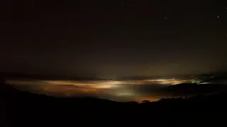 タイムラプス）広島県・三次盆地　未明から夜明け前　高谷山