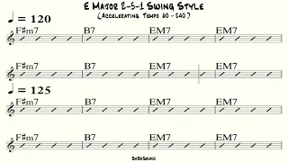 E Major (2-5-1) / Backing Track (Accelerating Tempo 60-240) / Swing Style