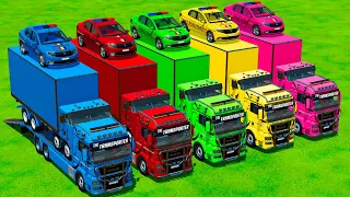 DACIA, VOLSKWAGEN, FORD, BMW COLOR POLICE CARS TRANSPORTING WITH TRUCKS - BeamNG.drive