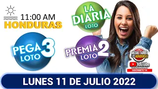 Sorteo 11 AM Resultado Loto Honduras, La Diaria, Pega 3, Premia 2, LUNES 11 DE JULIO 2022