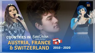 Countries in Eurovision | Austria, France & Switzerland - Tops (2010-2020)