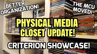 PHYSICAL MEDIA CLOSET UPDATE!!! *new home for mcu steelbooks and criterion showcase!*