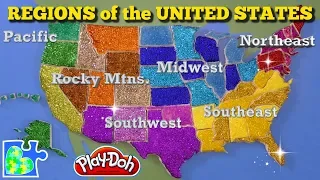 United States Map || Regions of the USA || Learn the States! || Play-Doh Map