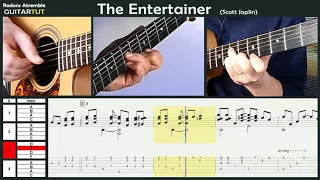 The Entertainer - (Scott Joplin) - Chet Atkins - Guitar Tutorial Slow Played Tabs & Score