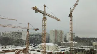 Walking  around the city. Construction site under the window. January 27, 2024.