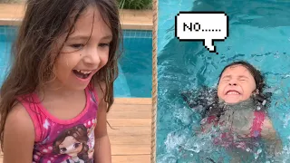 A LAYS CAIU NA PARTE FUNDA DA PISCINA - Família Hoje é dia de Marias