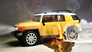 RC Toyota FJ Cruiser Burnout Ends In Flames | RC Car Burnout