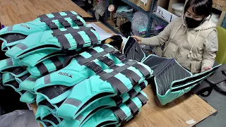 Life Jacket Mass Production Process. Korean Life Vest Manufacturing Plant