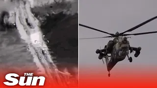 Russian Mi-28 combat helicopters 'destroy Ukrainian armoured vehicles'