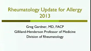 05/14/13 Rheumatology Update for Allergy