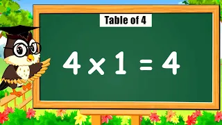 Table of 4, Rhythmic table of 4, Learn Multiplication Table of 4 x 1 = 4,Times Tables Practice