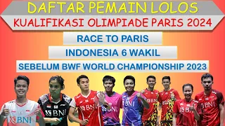 Daftar Pemain Lolos Kualifikasi Olimpiade Paris 2024 │ Sebelum BWF World Championship 2023 │