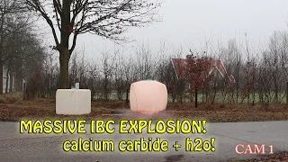 V1.0 Huge explosion! h2o & CaC2 in a 1000L IBC container! Carbid tank explosie :-)