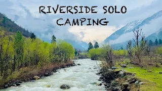Riverside Solo Night Camping || Rainy Season || WildLife || Cold Weather Part-1