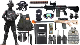 Unpacked special police weapon toy gun set, Barrett sniper rifle, M416 rifle, bomb dagger, gas mask