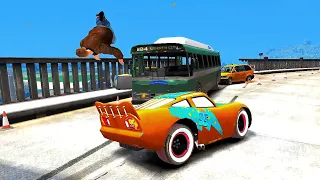 GTA 4 Crazy Orange Lightning McQueen Car Traffic Crashes Compilation - Crazy Disney Cars