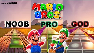 Super Mario Bros. Theme Song - Noob vs Pro vs God (Fortnite Music Blocks)