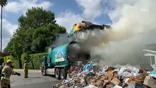 Garbage Truck Fire! Tarzana California