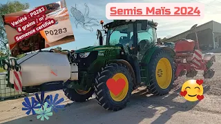 Semis maïs 2024 / John Deere 6125 R / Valtra T 215 / Kuhn Maxima 3 / Lemken 4,50 M