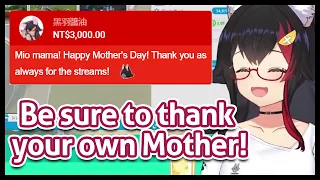 Everyone thanking Mio-mama on Mother's Day with Superchats