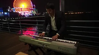 Aaron Mendoza improvising in Santa Monica Pier