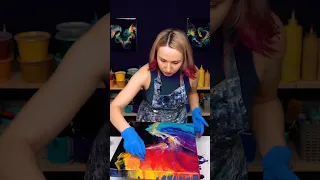 This One Is🔥😍Most COLORFUL Fluid Acrylic Painting Idea #shorts
