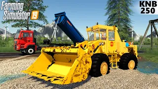 Farming Simulator 19 - KNB 250 Wheel Loader Builds A Bridge Across The River