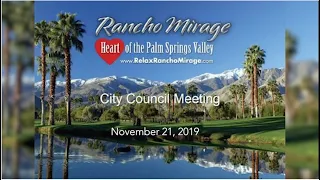 Rancho Mirage City Council Meeting, November 21, 2019