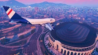 GTA 5 - Landing JUMBO JET on MAZE BANK ARENA (GTA 5 Funny Moment)