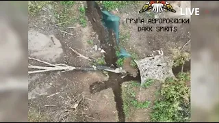 Ukrainian drones dropping grenades on Russian troops in their trenches, Ukraine war footage