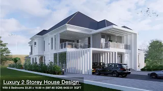 Modern Luxury House Design | 33.20 x 18.00m | 5-Bedroom House with Pool