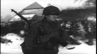 US infantrymen of the 358th Regiment, 90th  Division marching along the highway t...HD Stock Footage