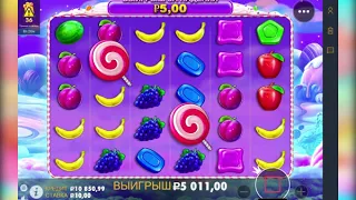 Супер занос в Sweet Bonanza от Pragmatic Play по ставке 10 рублей в казино Frank