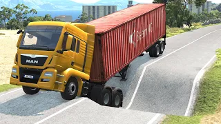 Cars vs Massive Potholes #4 – BeamNG.Drive