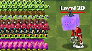 PvZ 2 Hard Challenge - 50 Plants Max Level Power up Vs Holohead Zombie Level 20