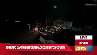 Business appears destroyed after possible tornado in Rogers, Arkansas