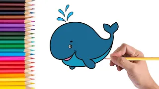 How to draw a cute Baby whale @bambinoartz