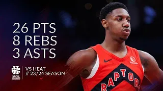 RJ Barrett 26 pts 8 rebs 3 asts vs Heat 23/24 season