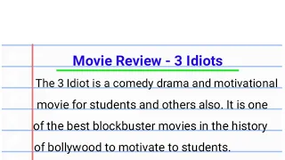 Film/Movie Review Writing-3 Idiots|| Film Review Writing-3 Idiots in English||Movie Review -3 Idiots