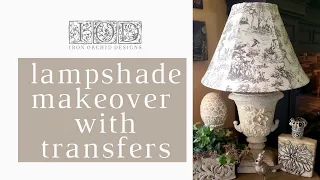 Lampshade Makeover Idea with IOD Transfers for Easy Cottagecore Style